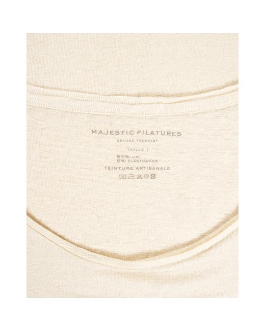 Majestic Filatures Natural Leinen crew neck t-shirt