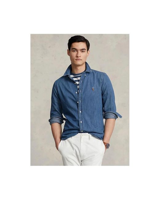 Ralph Lauren Blue Denim Shirts for men