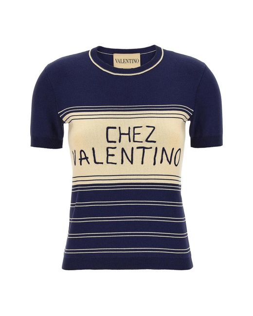 Valentino Garavani Blue Round-Neck Knitwear