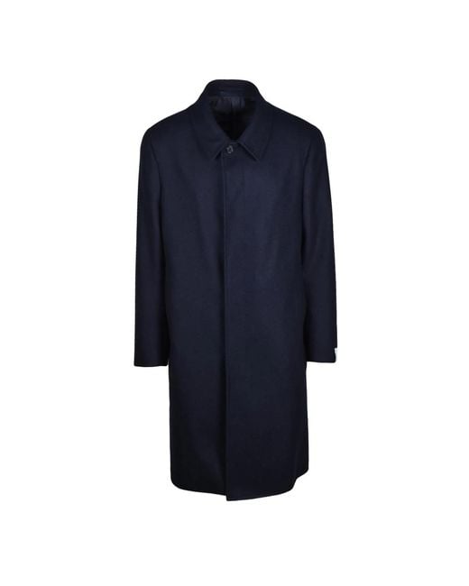 Caruso Blue Single-Breasted Coats for men