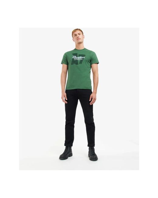 Barbour Tops ,Groen ,Katoen Grafische Print Racing T-Shirt in het Green voor heren