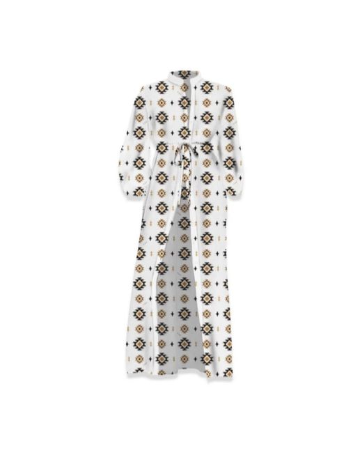 Mc2 Saint Barth White Langes kleid mit muster für frauen