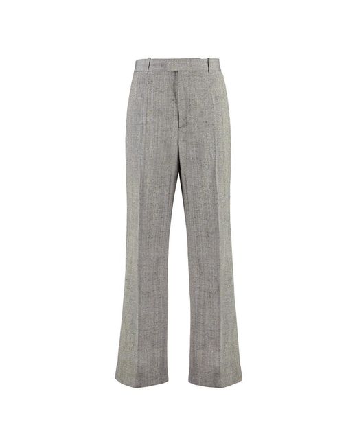 Bottega Veneta Zijden Flare Broek Met Zakken in het Gray