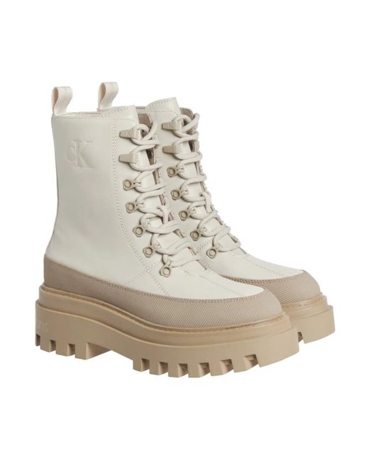 Calvin Klein Natural Lace-Up Boots