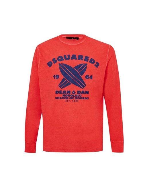 DSquared² Red Long Sleeve T-Shirts for men