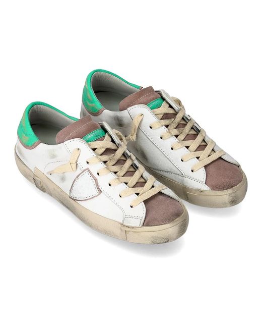 Philippe Model Schoenen ,Wit ,Leer Sneakers Prsx Tennis in het White
