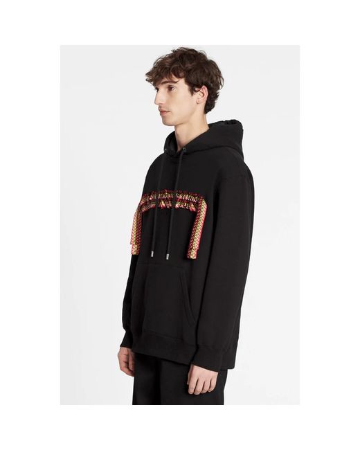 Lanvin Hoodies & Sweatvesten ,Zwart ,Katoen Geborduurde Oversized Hoodie in het Black voor heren