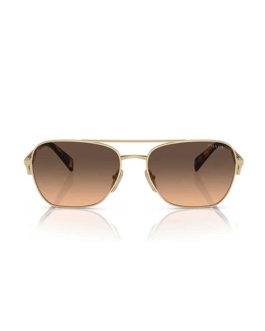 Prada Geometrische Zonnebril Met Driehoekige Logoplaat in het Brown