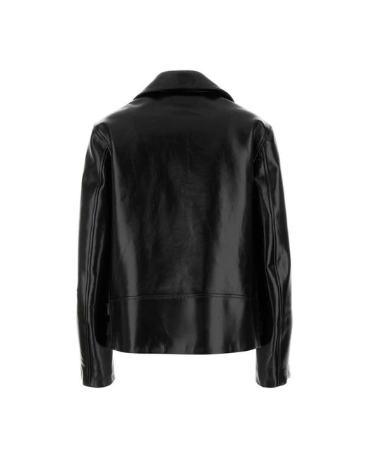 Jil Sander Jassen ,Zwart ,Leer Stijlvolle Zwarte Leren Jas in het Black