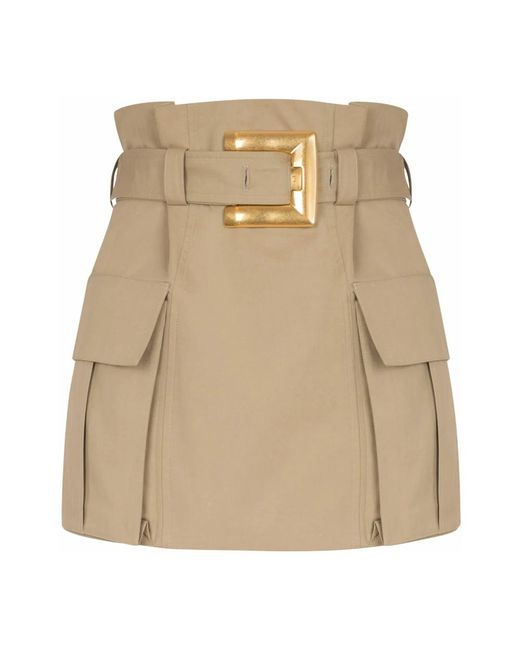Balmain Rokken ,Katoen Hoge Taille Gabardine Rok in het Natural