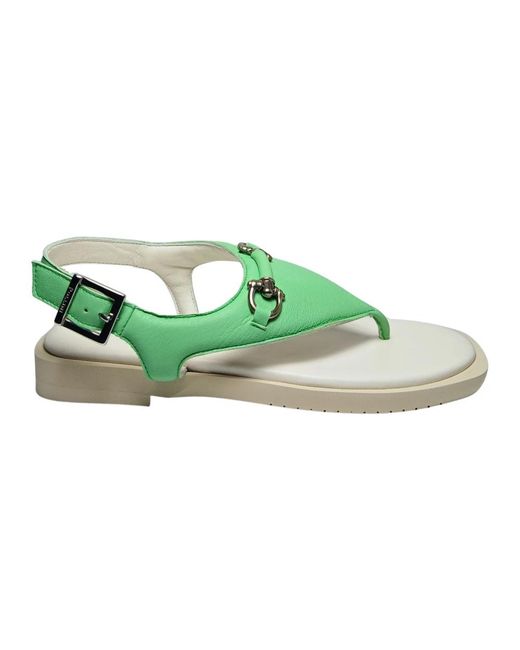Pollini Green Flat Sandals