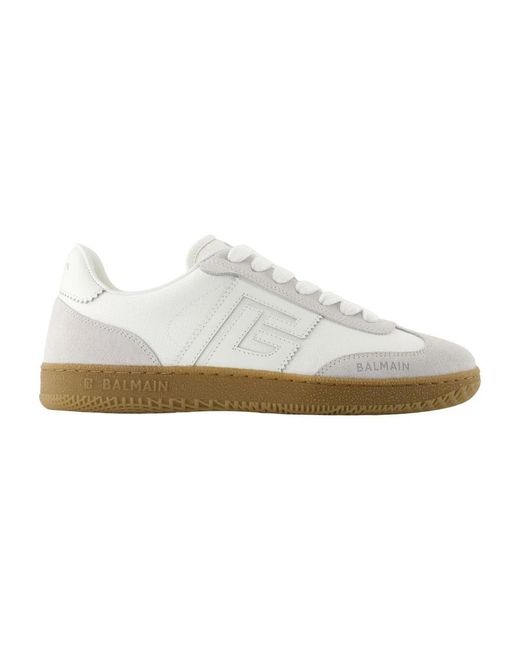 Balmain Schoenen ,Wit ,Leer Witte Leren Swan Sneakers in het White