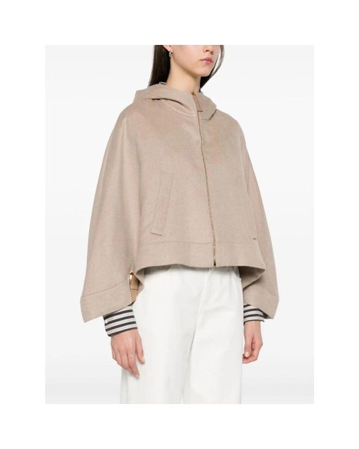 Max Mara Kameelbruine Hoodie Met Rits in het Natural