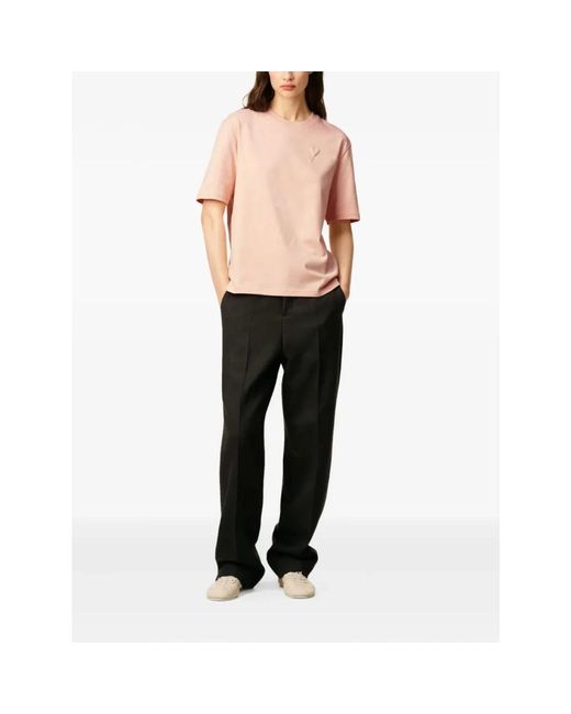 AMI Tops ,Roze ,Katoen Hart Motief Katoenen T-Shirt in het Pink