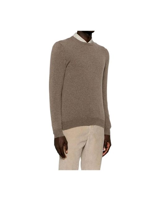 Fedeli Brown Round-Neck Knitwear for men