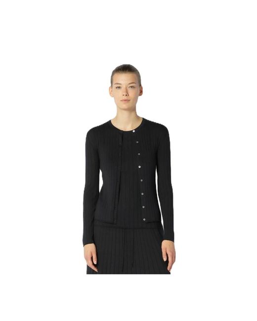 SMINFINITY Truien & Vesten ,Zwart ,Silky Rib Crew Jacket in het Black