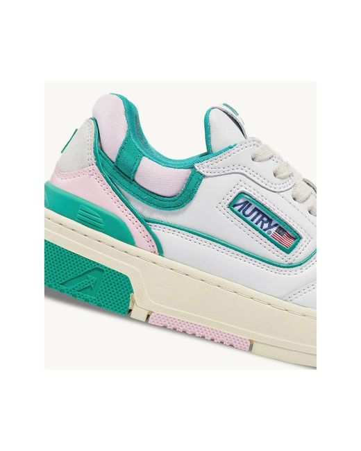 Autry Blue Clc Sneakers In White And Green Leather