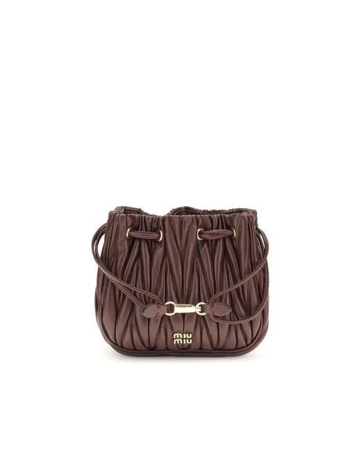 Miu Miu Brown Matelassé Lederbeutel