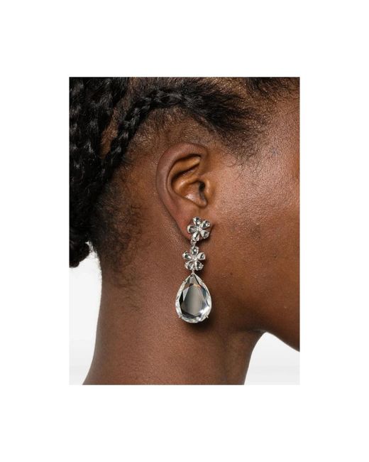 Self-Portrait Metallic Crystal Bow Pearl Droplet Ohrringe