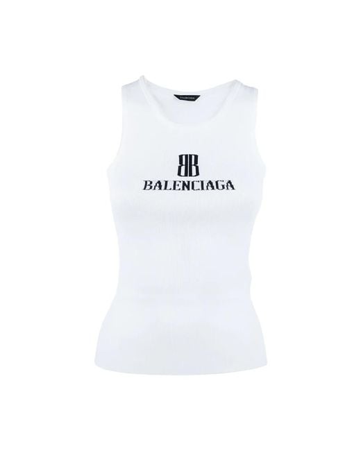 Balenciaga Sleeveless Tops in het White