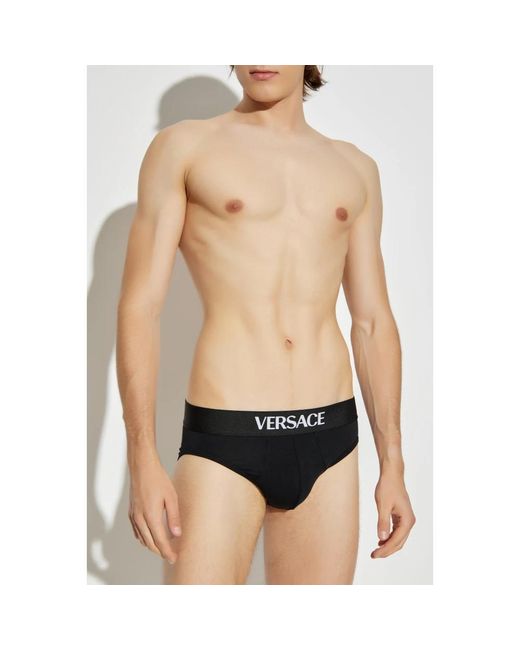 Versace Ondergoed ,Zwart ,Katoen Katoenen Slip Met Logo in het Black voor heren