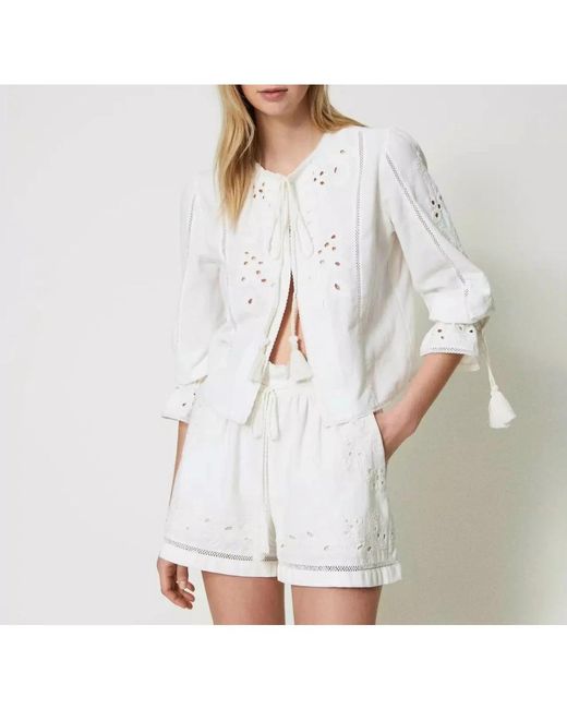 Short Shorts Twinset de color White
