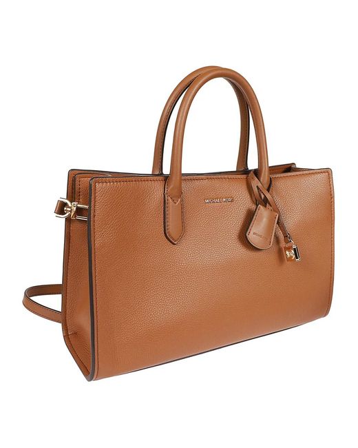 Michael Kors Zwarte Gehamerde Leren Tas Met Bedel in het Brown