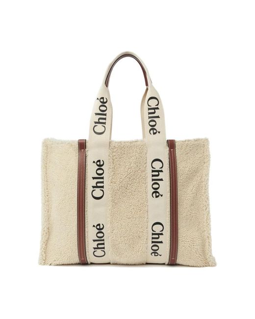 Chloé Natural Weiße schultertasche made in italy