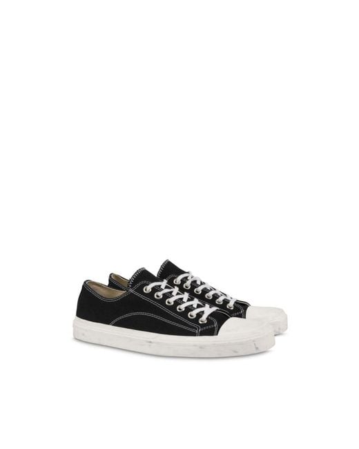 Moschino Black Panelled Canvas Sneakers for men
