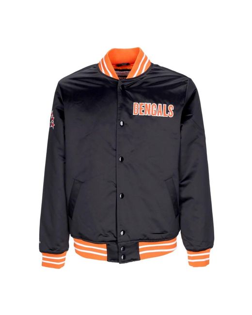 Mitchell & Ness Jassen ,Zwart ,Polyester Nfl Bomberjack Cincinnati Bengals Viering in het Blue voor heren
