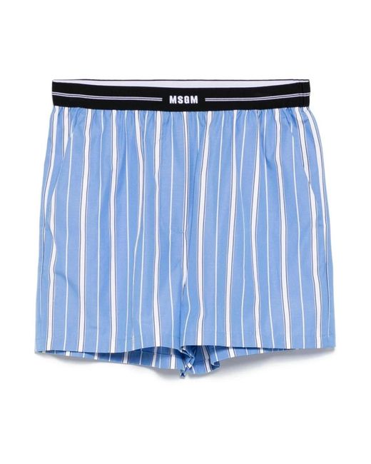MSGM Korte Broeken ,Blauw ,Shorts Met Elastische Tailleband in het Blue