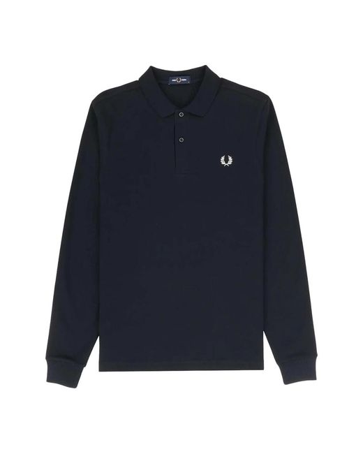Fred Perry Tops ,Blauw ,Katoen 608 Polo Shirt Met Lange Mouwen in het Blue voor heren