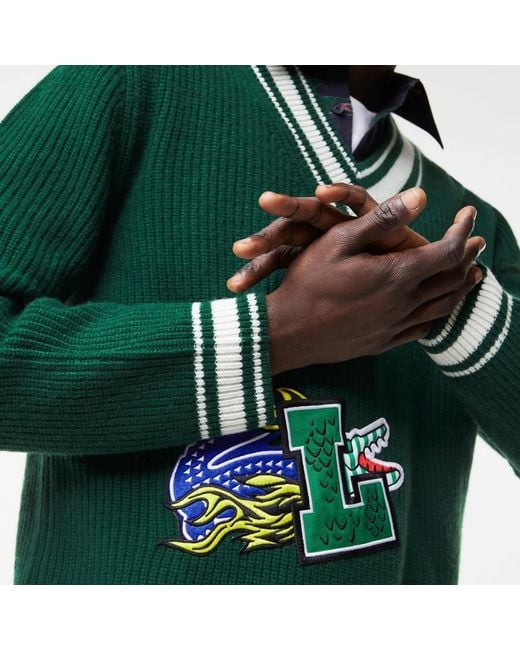 Knitwear > v-neck knitwear Lacoste pour homme en coloris Green