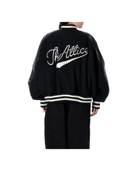 The Attico Zwarte Wollen Blend Bomberjack Aw25 in het Black