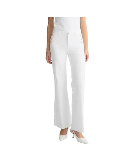 Liu Jo Witte Katoenen Broek Ss25 in het White
