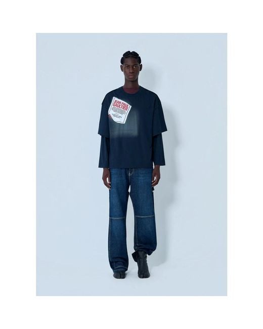 Jean Paul Gaultier Logo Motif T-Shirt in het Blue voor heren