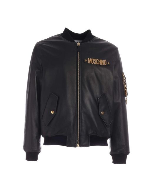 Moschino Black Leather Jackets for men