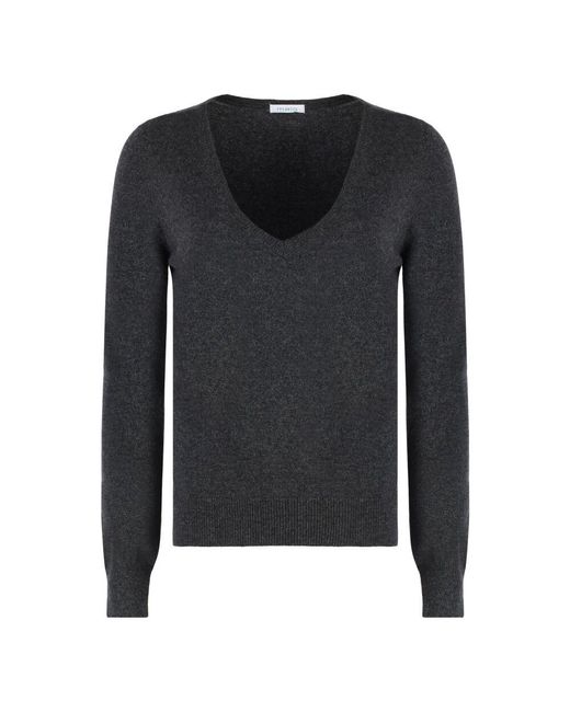 Malo Black Gerippter kaschmirpullover