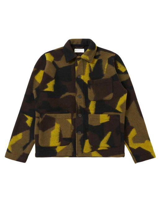 Universal Works Camo Swede Fleece Field Jacket in het Green voor heren
