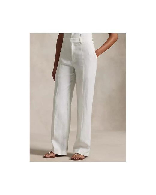 Polo Ralph Lauren White Straight Trousers