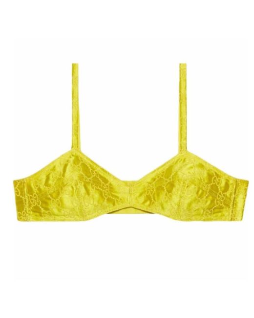 Gucci Tops ,Geel ,Gg Geborduurde Zijden Top in het Yellow