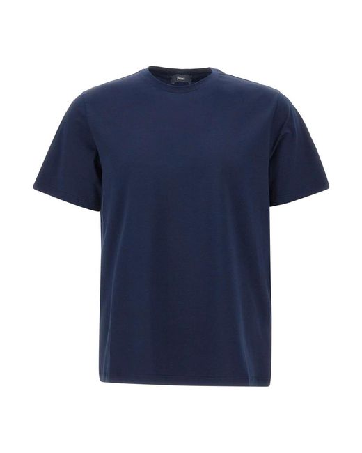 Herno Superfijn Katoen Stretch T-Shirt in het Blue voor heren