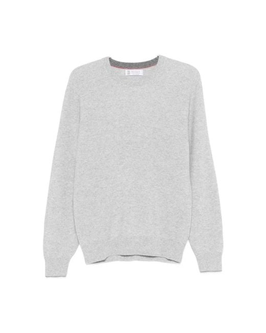 Round-Neck Knitwear Brunello Cucinelli de hombre de color White