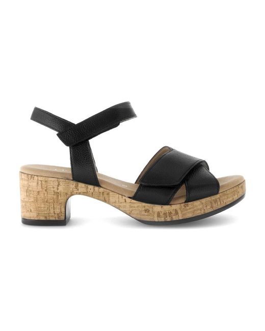 Gabor Black Schwarze Ledersandalen