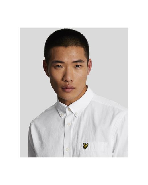Lyle & Scott Shirts,baumwoll-leinen-knopfleiste-hemd in White für Herren
