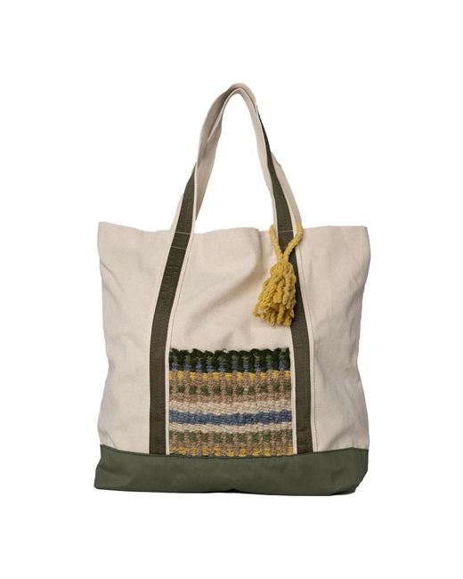 Adish Metallic Wool Patch Canvas Tote Bag