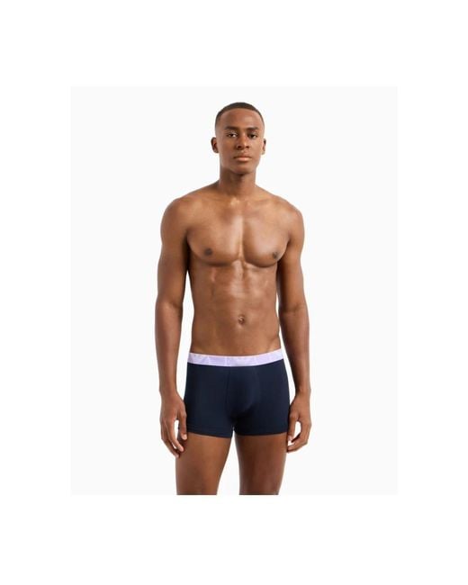 Emporio Armani Tripack Boxers Katoen Stretch in het Blue voor heren