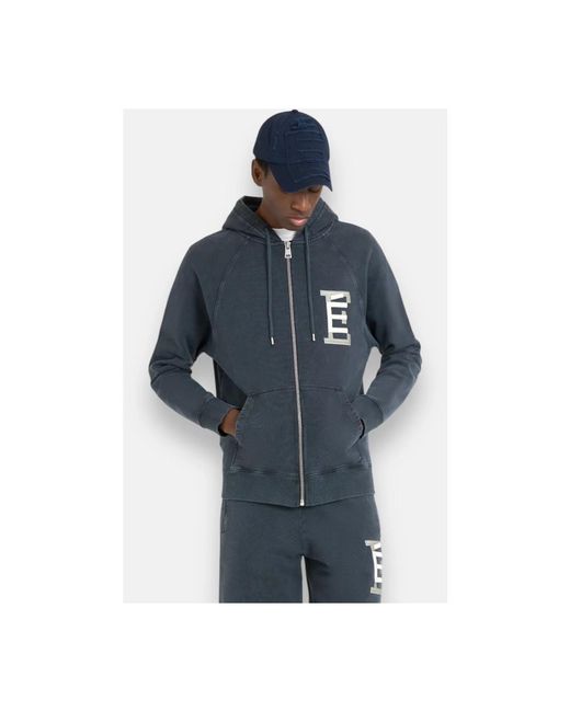 Etudes Studio Hoodies & Sweatvesten ,Blauw ,Katoen Marineblauw Universiteit Zip Hoodie in het Blue voor heren