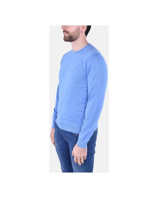 Sun 68 Basic langarm pullover in Blue für Herren