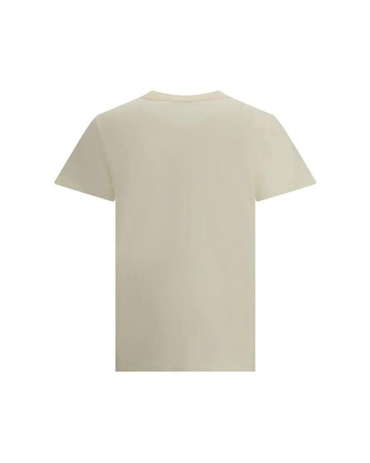 Moncler Natural Monogramm Besticktes Baumwoll-T-Shirt
